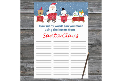Santa train Christmas card,How Many Words Can You Make From SantaClaus
