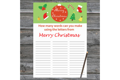Merry Christmas card,How Many Words Can You Make From Merry Christmas