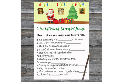 Happy Santa Christmas card,Christmas Song Trivia Game Printable