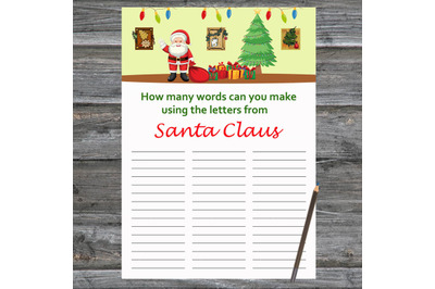 Happy Santa Christmas card,How Many Words Can You Make From SantaClaus