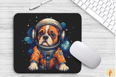 Cute Astronaunt Boxer Dog Mouse Pad