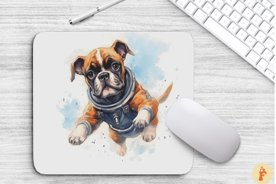 Cute Astronaunt Boxer Dog Mouse Pad