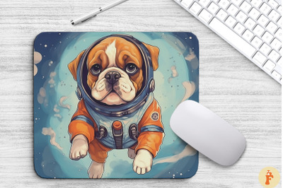 Cute Astronaunt Boxer Dog Mouse Pad