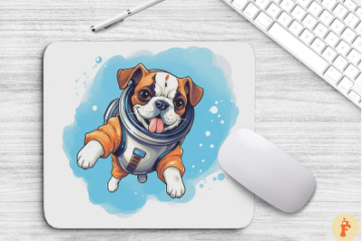 Cute Astronaunt Boxer Dog Mouse Pad