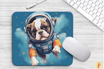 Cute Astronaunt Boxer Dog Mouse Pad