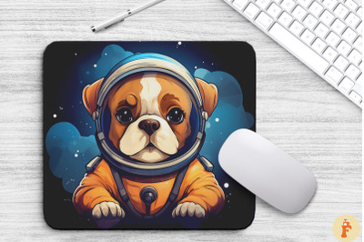 Cute Astronaunt Boxer Dog Mouse Pad