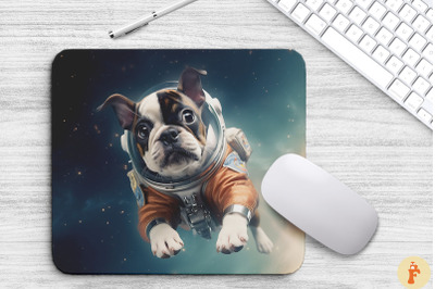 Cute Astronaunt Boxer Dog Mouse Pad