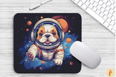 Cute Astronaunt Bulldog Dog Mouse Pad