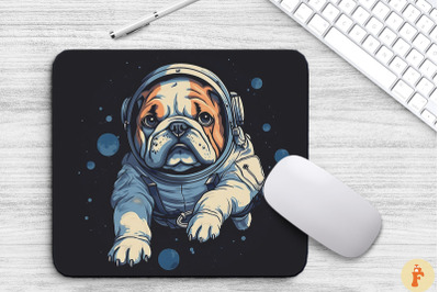 Cute Astronaunt Bulldog Dog Mouse Pad