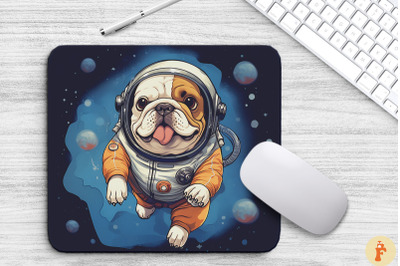 Cute Astronaunt Bulldog Dog Mouse Pad