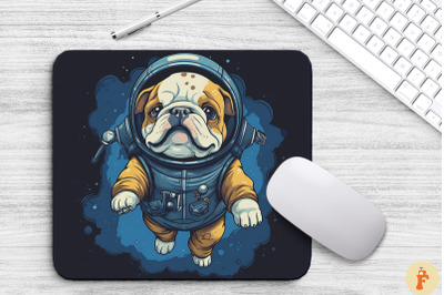 Cute Astronaunt Bulldog Dog Mouse Pad