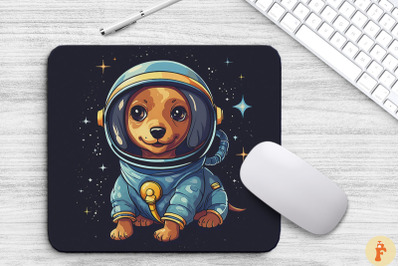 Cute Astronaunt Dachshund Dog Mouse Pad