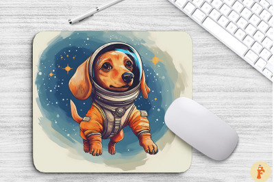 Cute Astronaunt Dachshund Dog Mouse Pad