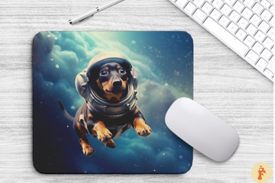 Cute Astronaunt Dachshund Dog Mouse Pad