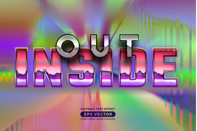 Inside out editable text style effect in retro style theme ideal for p