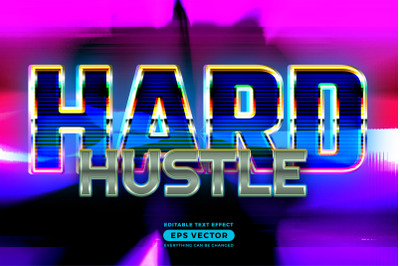 Hard hustle editable text style effect in retro style theme ideal for