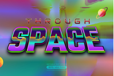 Through space editable text style effect in retro style theme ideal fo