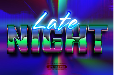 Late night editable text style effect in retro style theme ideal for p