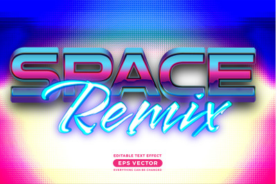 Space remix editable text style effect in retro style theme ideal for