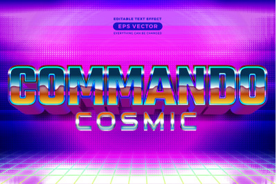 Commando cosmic editable text style effect in retro style theme ideal