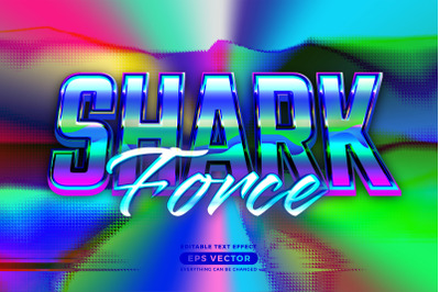 Shark force editable text style effect in retro style theme ideal for