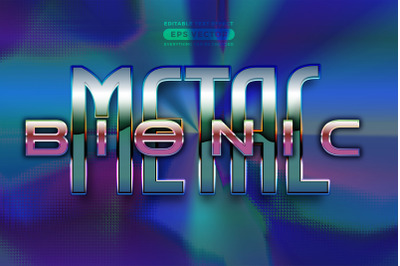Metal bionic editable text style effect in retro style theme ideal for