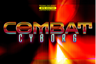 Combat cyborg editable text effect retro style with vibrant theme conc