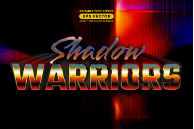 Shadow warriors editable text effect retro style with vibrant theme co