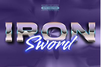 Iron sword editable text style effect in retro style theme ideal for p