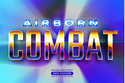 Airborn combat editable text effect retro style with vibrant theme con