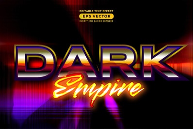 Dark empire editable text effect retro style with vibrant theme concep