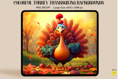 Colorful Turkey Thanksgiving Backgrounds