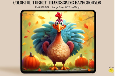 Colorful Turkey Thanksgiving Backgrounds