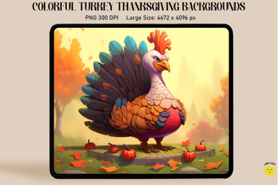 Colorful Turkey Thanksgiving Backgrounds