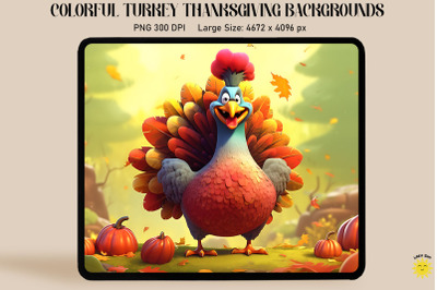 Colorful Turkey Thanksgiving Backgrounds