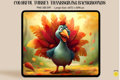 Colorful Turkey Thanksgiving Backgrounds