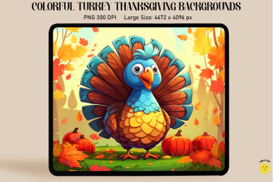 Colorful Turkey Thanksgiving Backgrounds