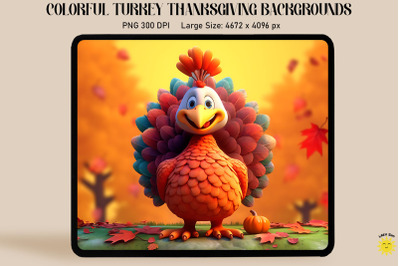 Colorful Turkey Thanksgiving Backgrounds