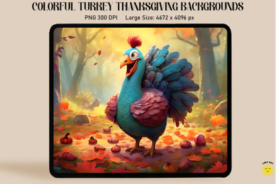 Colorful Turkey Thanksgiving Backgrounds