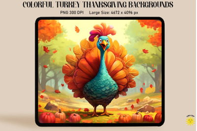 Colorful Turkey Thanksgiving Backgrounds