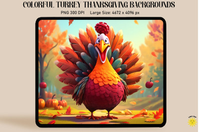 Colorful Turkey Thanksgiving Backgrounds