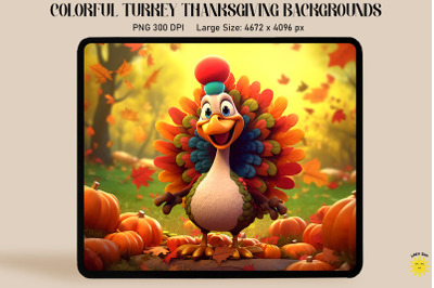 Colorful Turkey Thanksgiving Backgrounds