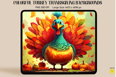 Colorful Turkey Thanksgiving Backgrounds