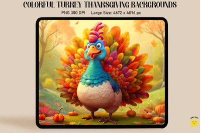 Colorful Turkey Thanksgiving Backgrounds