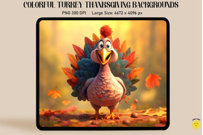 Colorful Turkey Thanksgiving Backgrounds