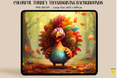 Colorful Turkey Thanksgiving Backgrounds