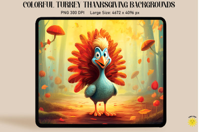 Colorful Turkey Thanksgiving Backgrounds