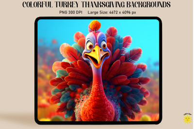 Colorful Turkey Thanksgiving Backgrounds