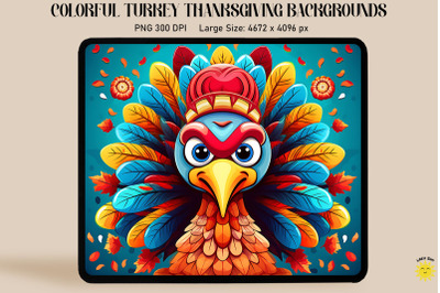 Colorful Turkey Thanksgiving Backgrounds