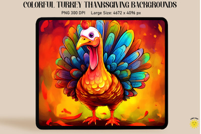 Colorful Turkey Thanksgiving Backgrounds